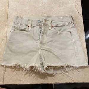 Old Navy High Waisted Beige Jean Shorts Distressed